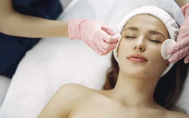 A facial treatment in progress